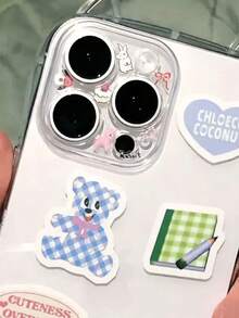 1pc Korean Ins Style Cartoon Animal Lens Decoration Sticker, Cute Rabbit Bear Bow Cake Pattern Phone Camera Lens Decor Sticker, Self-Adhesive DIY Lens Ring Decoration, Minimalist Versatile Phone Case Lens Frame Decorative Material, Small Exquisite Atmosphere Phone DIY Decoration Accessory - 1 Cute Cartoon Animal - View 3