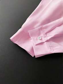 Camisa larga de mujer de manga larga, de un solo pecho, holgada, con hombros caídos y de unicolor - Multicolor 4 - Ver 4