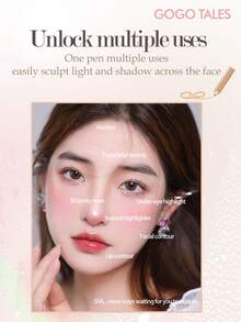 GOGO TALES GOGOTALES 2-in-1 Contour and Highlight Stick, Ciptakan Bayangan 3D dan Kulit Cerah, Kontur Alami dan Pembentukan Wajah, Ringkas dan Portabel, Ideal untuk Pemula - #G02 Putih Berkabut - View 5