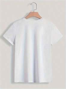 ModernoDominican Blood Inside Me Camiseta Sólida con Estampado Gráfico, Top Casual de Manga Corta para Mujer para Primavera y Verano, Camisetas Gráficas para Mujer Ropa Casual - Blanco - Ver 3