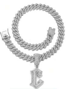 1 Pcs Funky Letter Pendant Necklace Set, Link Chain Hip Hop Jewelry, Perfect Gift For Women And Boys Women Girls Light Luxury High-End Dainty Delicate Pendant Necklace & Light Luxury Choker, Niche Design & Minimalist High-End Style, Sweet Girlish & Gentle Temperament, Shiny Eye-Catching & Texture-Rich, Slim & Versatile & Slimming, Delicate & Exquisite & Thin, Suitable For Daily Commute, Dating Outfits, Dinner Party, Workplace Business, Girlfriends Gathering, Wedding Bridesmaid, Vacation Photography, Street Shooting Styling, Holiday Gift Giving, Light Luxury Street Outings, Annual Party Gala, Casual Daily Wear, Engagement & Spring Summer Outfits, Skin Friendly & Soft Breathable - Bạc - Xem 19