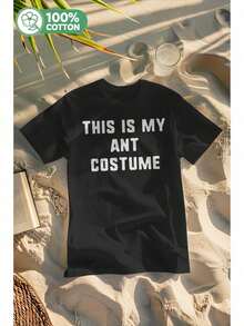 Funny Women's T-Shirt With The Phrase "This Is My Ant Costume" - Loose Fit, Casual Ant-Themed Outfit For Halloween, With Ant Patch, Comfortable All-Season T-Shirt, Ideal For Costume Parties And Casual Wear, Machine Washable (Adult) - 黑色 - 查看 5