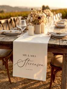Customized Wedding Table Runner - Surname Linen Banner, Wedding Reception Decor, Gift For Newlyweds, Suitable For Anniversary, Wedding Celebration - Multicolor - View 5