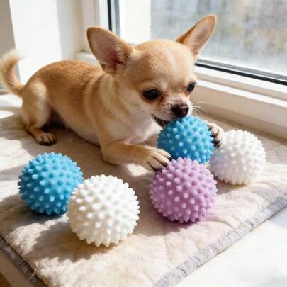 4个TPR材质带刺球狗狗玩具，耐用耐咬磨牙玩具，适合幼犬、泰迪犬、柯基犬及小型/中型犬，互动训练玩具，牙齿护理弹力球