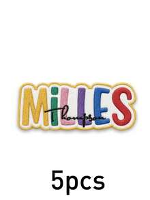 Custom Colorful Letter Name Patch, Personalized Rainbow Text Patch Sticker For Jackets Hoodies Backpacks Tote Bags, Customized Embroidered Name Clothing Badge, Customizable Fashion Label Decor, Aesthetic Street Style Accessory - Style H - View 14