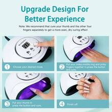 LKE UV LED Nail Lamp, Faster Nail Dryer For Gel Polish ,Professional Gel UV Light For Nails With 3 Timers & Auto Sensor, Gel Polish Light Nail Curing Lamp With LCD Screen For Salon And Home - Đen và trắng - Xem 7
