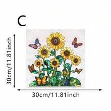 1/5片装彩色玻璃花卉窗膜彩虹阳光捕捉器棱镜贴纸向日葵蝴蝶图案静电吸附无胶可重复使用隐私保护玻璃窗家居装饰 - 花卉彩膜 - 查看 13