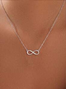 1pc S925 Sterling Silver Minimalist Infinite Lucky Symbol Necklace, Women's Fashion Personalized Delicate Niche Design Collarbones Chain, Simple Elegant Unique Neck Accessory, Suitable As Gift For Friends - Infinity Symbol - View 12