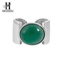 Nhẫn đá mã não trắng hình bầu dục dày dặn, bạc sterling 925, kiểu dáng thời trang, có thể điều chỉnh kích cỡ, dành cho nữ, trang sức đeo hàng ngày. - Bạc - Xem 1