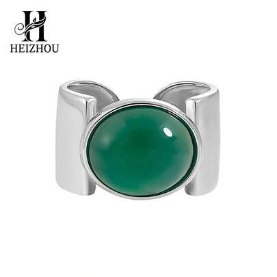 Nhẫn đá mã não trắng hình bầu dục dày dặn, bạc sterling 925, kiểu dáng thời trang, có thể điều chỉnh kích cỡ, dành cho nữ, trang sức đeo hàng ngày.