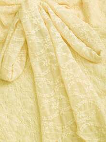 Top corto tipo tubo con lazo y estampado texturizado - Amarillo - Ver 6