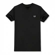 Camiseta de manga corta transpirable de la marca Trendy 2025 para mujer y hombre, camiseta de verano informal, deportiva, estampada, de moda urbana. - Negro - Ver 1