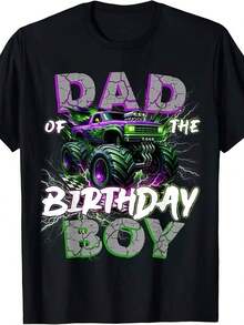Camiseta Gráfica de Camión Monstruo para Papá del Cumpleañero, para Hombre y Mujer - 220 g/m², Estilo Retro, para Fiesta de Cumpleaños, con Diseño de Camión Monstruo y Número 1 - Camiseta Casual de Cuello Redondo a Juego para la Familia, para Celebración de Cumpleaños de Papá, Ajuste Cómodo para Todas las Temporadas (Tallas de Adulto) - Regalo Ideal para Amantes de los Camiones - Camiseta Unisex de Manga Corta con Estampado Estilo Vintage para el Verano de 2025, Tejido Transpirable y Suave, Divertido Tema de Cumpleaños con Gráfico de Camión Monstruo, Camiseta Gráfica para Hombre, Camiseta Gráfica para Hombre, Camiseta Gráfica para Hombre - Negro - Ver 7