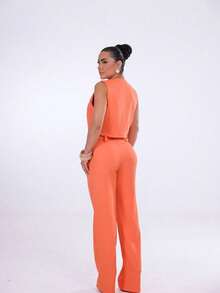 Wide-Leg Pants By Alntaria Risco Calca111114 - Orange - View 3