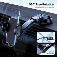 Car Phone Holder Mount, Upgraded 360° Rotation Dashboard Stand, Strong Suction Handsfree Phone Mount, Universal Compatible With IPhone Android For Car GPS Navigation - A - View 5