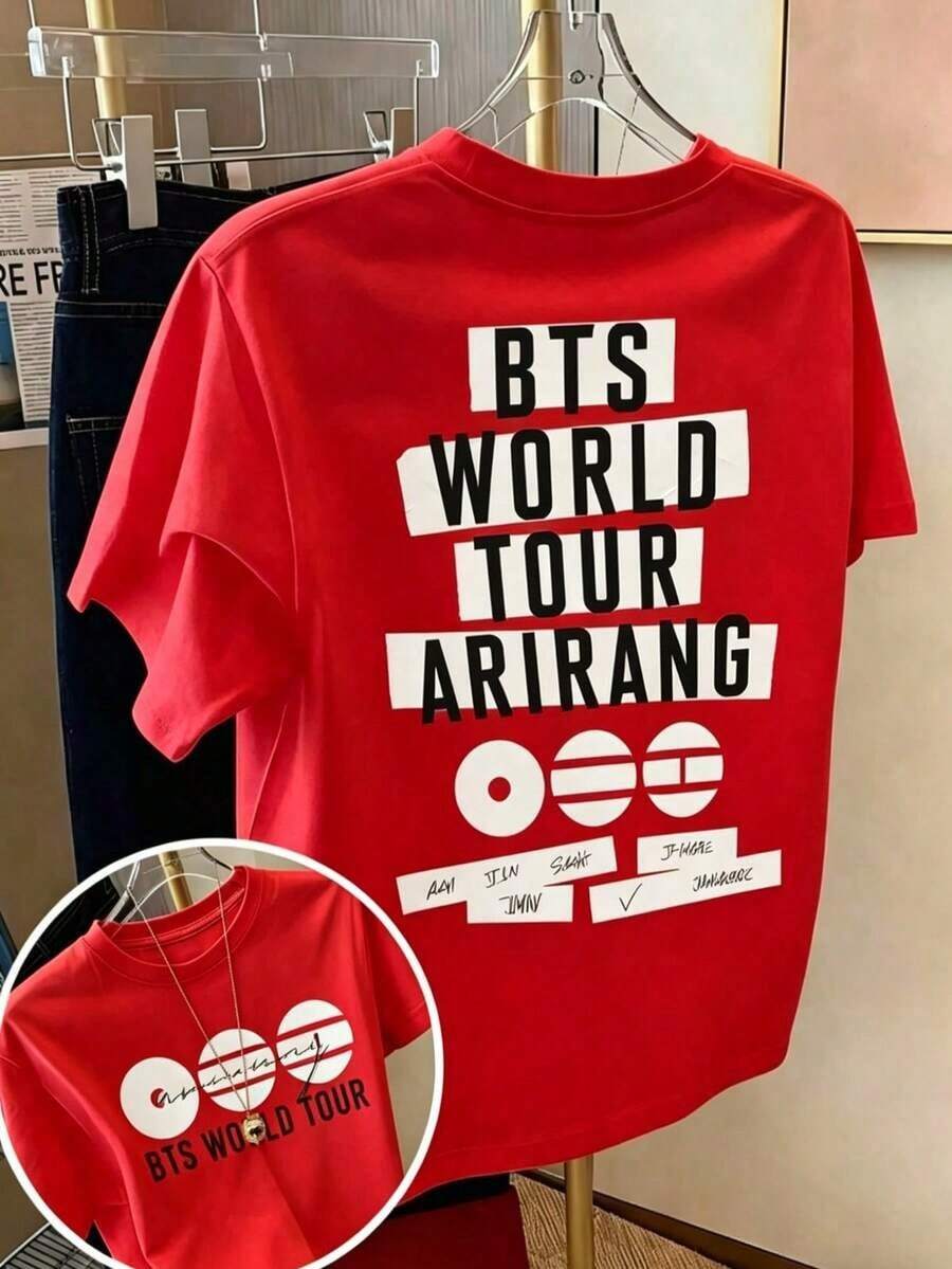 short-sleeveRopa casual para mujer, Camiseta de doble cara World Tour Soft, Camiseta de doble cara Bangtan Comeback, Camiseta de banda de chicos K-Pop, Regalo para fans, Camiseta elegante para fiestas, Ideal para viajes, uso en casa, fiestas y uso casual para adultos, Ropa elegante y a la moda. |     Camiseta con Diseño Divertido |     Nontransparent MaterialCuello Redondo Algodón 100% Tejido Suave Manga Corta Transpirable y Fresca blusas para mujer100% Cotton - Rojo - Ver 1