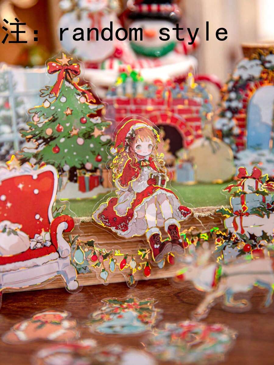 (4 verschiedene Designs) 1 Packung mit 15 Stücke Weihnachts-Themen Aufkleber, kreative ästhetische Aufkleber-Abziehbilder, DIY Dekorations-Scrapbooking Bastelmaterialien, Urlaubsgeschenk, personalisiertes Sammelalbum Schulmaterial - Ein süßes Weihnachten - Übersicht 1