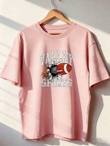 Retro Sporty Style Short Sleeve T-Shirt, Fashionable Short Sleeve T-Shirt For Spring And Summer 2026, Made In Mexico, 180 Grams. Cartoon Print, Couple Design, Suitable For Indoor Or Outdoor Wear. Crew Neck, Unisex, Ideal For Office And Leisure. One-Piece Pack. - PK-P631577SLNDXZGY426 - 查看 1
