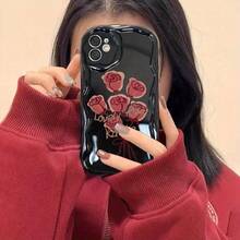 1件装时尚甜美玫瑰花图案全包覆式TPU奶油色手机壳，适用于三星Galaxy S22/23/24/S25/A04/05/06/A07/A17/A14/A15/A16/A24/A25/A34、Note 7/8/9/10/11/12/13/14、9/10/12/13C/14C/A5、荣耀X、HW、C53、C55、17、16、15、14、13、12、11 Pro Max、Air、X、XS、XR、8、7 Plus等机型。时尚手机壳，独特设计，精美艺术图案，防刮保护壳，适合宠物爱好者和科技发烧友。 - 黑色 - 查看 2