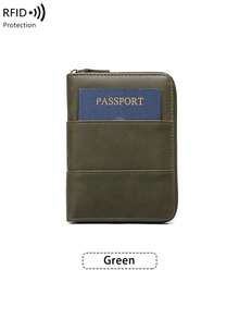 CHARM INFINITE RFID 防盗复古 PU 皮革护照夹，带拉链的旅行证件收纳包，多卡位，小巧护照夹 - 彩色 - 查看 13