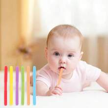 Kid Chewing Tube Voice Therapy Teeth Massager Hollow Molar Straw Handle Baby Oral Muscle Training Toy - Verde - Ver 5