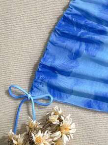 Conjunto de traje de baño de vacaciones para mujer, conjunto de vacaciones de verano para mujer, conjunto de playa para mujer - Azul - Ver 5