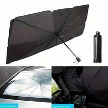 Premium Silver Car Sunshade - Front Windshield Sunshield, Heat And UV Blocking, Retractable Design For Easy Storage - Fits All Vehicles - Ideal For Summer And Hot Weather - Perfect Gift For Car Owners - A - View 2