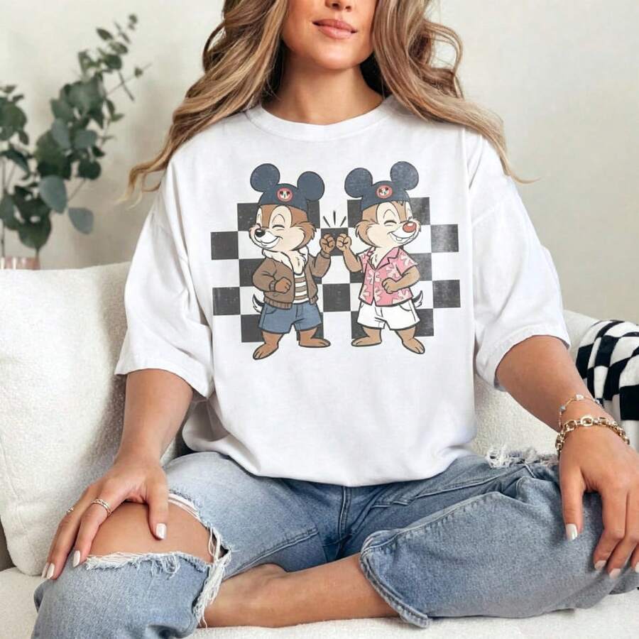 Vintage Chip And Dale Shirt, Disney Vacation Shirt, Chip Dale Double Trouble Tee, WDW Magic Kingdom Family Shirts, Disney Tee--Disneys Disneyland Paris The Magic Kingdom Disneyesque The House Of Mouse Mickey Mouse Empire Modest Summer Outfits Take That T Shirt Summer Coord Tops For Women Summer Summer Clothes Women Summer Clothes Summer Tops Summer Tops Women Summer Co Ord Summer Top Summer Outfits White Top Black Top Holiday Outfits For Women Tops For Women Summer Holiday Gifts Valentine's Day Gifts Earth Day Gifts Oktoberfest Gifts Summer Bank Holiday Gifts - White - View 1