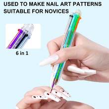 6-In-1 Professional Rotating Nail Manicure Pen, Pressure-Activated Smart Design Equipped With 6 Multi-Style Drill Bits & Gem Inlay Heads, Multi-Purpose Nail Art Tool For Fine Painting, Gradient Transition, Striping Line Design, Dotting Ornament, Lightweight Pedicure Supplies For Nail Artists, Salon Professionals And Amateur Beginners - Clear - View 3