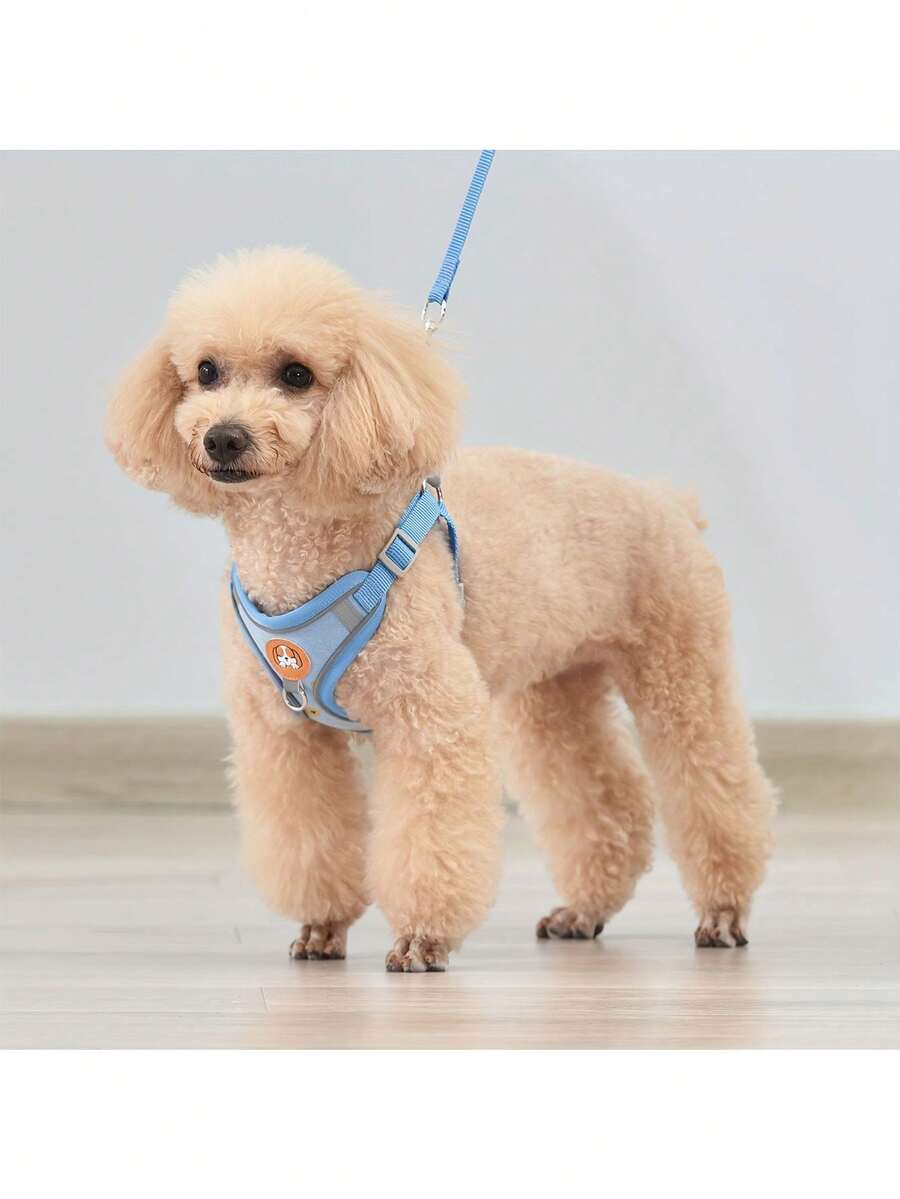 1pc/High-Reflective Pet Chest Harness, For Night-Time Outings. Suitable For Small And Medium-Sized Dogs. Bright Color Combination. Anti-Escape And Pullable For Walking. - Multicolor - View 1
