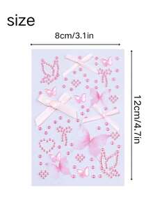 1pc Y2K Style Colorful Rhinestone Butterfly Sticker, Shiny Heart Bow Gem Decal, Suitable For Face, Eye Makeup, Nails, Body Decoration, Fit For Party, Holiday, Cosplay, Available In Yellow/Blue/Red/Pink/Purple 5 Colors - Multicolor - View 9