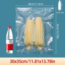100 piezas/500 piezas Bolsas de vacío para alimentos transparentes con relieve, hechas de material de PE y nailon, adecuadas para uso doméstico y comercial, bolsas de conservación de alimentos transpirables para carne, mariscos, granos, frutos secos, frutas, frutas deshidratadas, medicamentos y talla grande, almacenamiento hermético para la cocina - Claro - Ver 20