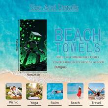 1pc Style Beach Towel, Super Absorbent Large Beach Blanket, Suitable For Travel, Swimming Pool, Diving, Surfing, Yoga, Camping, Available In Multiple Sizes, Beach Accessories - Cube Man - View 14