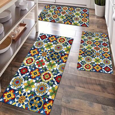1pc Plaid Pattern Doormat, Polyester Drainage Mat, Floor Mat, Suitable For Kitchen, Living Room, Entrance, Balcony, Home Decor, Anti-Slip, Coffee Shop, Bar, Holiday, Party, Bedroom, Pet Mat, Bathroom Decor, Room Decor, Kitchen Decor