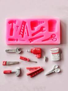 1pc Wrench Hammer Saw Screwdriver Hardware Tools Shaped Silicone Mold - Pink - View 3