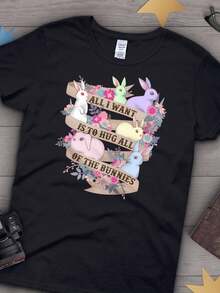 Rabbit S1Hirt, WoM1en M1en, Rabbit Lover Gift, Cute Bunny T1S1Hirt, Pet Lover hirt, Graphic T1EE, Tops, Clot1hing. - Negro - Ver 2