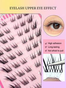 60pcs Self-Adhesive Natural False Eyelashes, C-Curl Cartoon Fox Eye Self-Adhesive Cluster Lashes, No Glue Needed, DIY Individual Eyelash Extensions, Suitable For Daily Wear, Work Commute, Travel, Gifts, Parties, Etc. - C - View 4