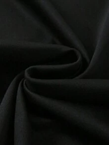 Curved Lettering Print, Casual, Soft Basic T-Shirt With Round Neck. - Black - View 5