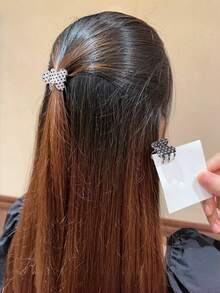 4件組女用波點髮夾，迷你壓克力髮夾，黑白波點髮飾，適合日常使用 - 彩色 - 查看 2
