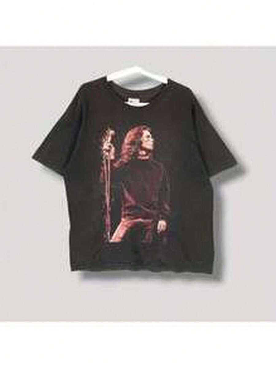 Vintage 90s Jim Light My Fire On A T-Shirt An R - Black - View 1