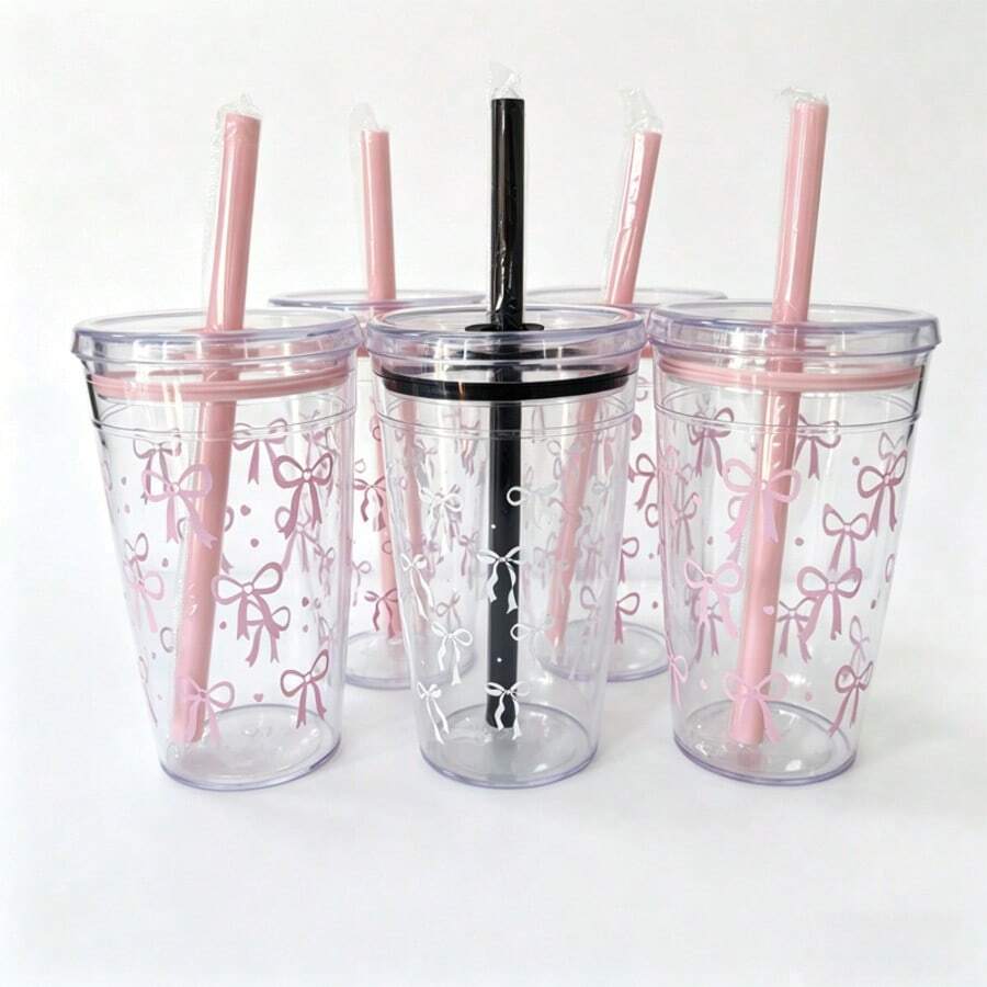 1 pieza Taza de café con moño - Taza de coche femenina, apta para bebidas frías, botella de agua diaria y almacenamiento de bebidas - Multicolor - Ver 1