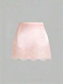 Falda casual de satén marrón con estampado floral retro francés elegante, nueva llegada chic de principios de primavera - Rosa 2 - Ver 2