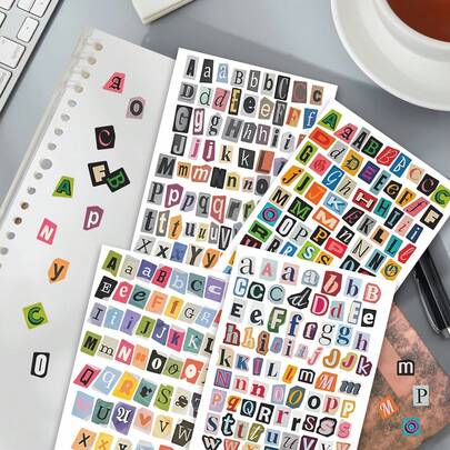 287pcs Vintage Alphabet Stickers, Mixed Font Letter Tile Style For Journal, Scrapbook, Laptop, Phone Case & Gift Box For Stationery Lovers, Creatives & Collectors