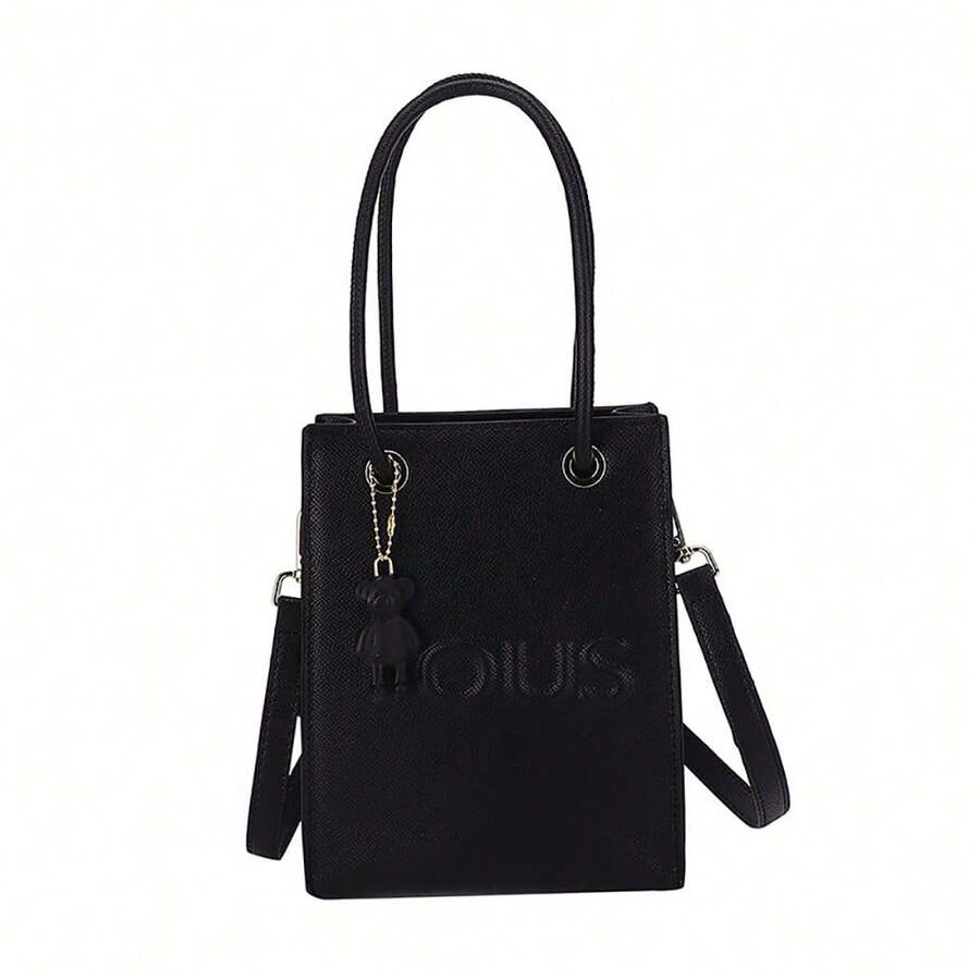 Small Square Bag, Tote Bag, Shoulder Bag, Casual Crossbody Bag, Solid Color Cell Phone Bag, 20.5 X 16 X 6 Cm - 黑色 - 查看 1