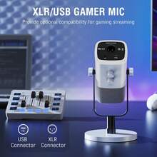 XLR/USB音频混音器套装，带增益旋钮的播客录音麦克风，带推子的PC视频混音器套装，游戏语音 - FIFINE KS5 白色 - 白色 - 查看 8