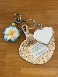 1pc Summer Fan Shaped Heart Mirror Pendant, Hawaiian Style Pendant, Fresh Fan Accessory, Portable Makeup Mirror Keychain, Summer Phone Charm, Car Hanging Decor, Bag Charm, Essential For Fashion Lovers, Suitable For Beach, Travel, Summer Vacation And Daily Life, Perfect Gift For Birthday, Travel, Party, Wedding, Holiday - Multicolor - View 13