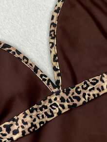 Camiseta ajustada de patchwork para mujeres - Café integral - Ver 4