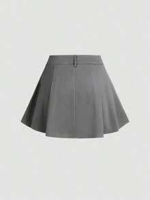 Petite Falda plisada gris de talle alto con silueta A, adelgazante y con efecto anti-exposición - Negro - Ver 9