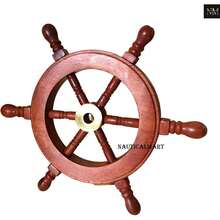 Ship Wheel 6 Wood And Brass Nautical Decor Handmade Captains Steering Personalized Ship's Wheel Vintage Maritime Gifts Home Office Wall - 棕色 + 6英吋長 x 0.5英吋寬 - 查看 2