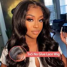 30 Inch Black Body Wave Brazilian Virgin Human Blended Hair Wig 13x4 HD Lace Front Wig 200% Density Lace Front Wigs 5x5 Glueless Pre-Cut Lace Human Blended Hair Wigs Pre Plucked With Baby Hair For Daily Wear For Halloween And Christmas Parties Gift. - Natural & Black - View 3